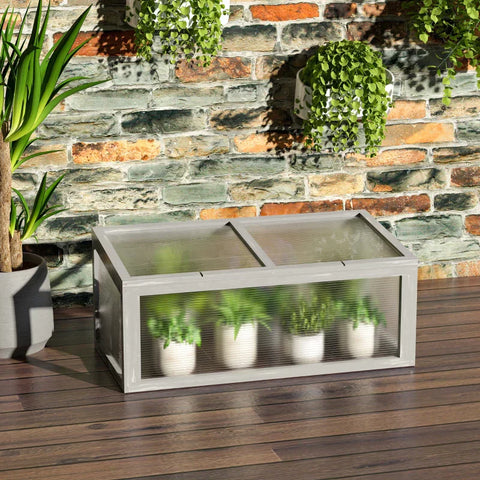 Rootz Mini Greenhouse - Garden Greenhouse - Wood + Polycarbonate -  Grey - 90 x 46 x 40 cm