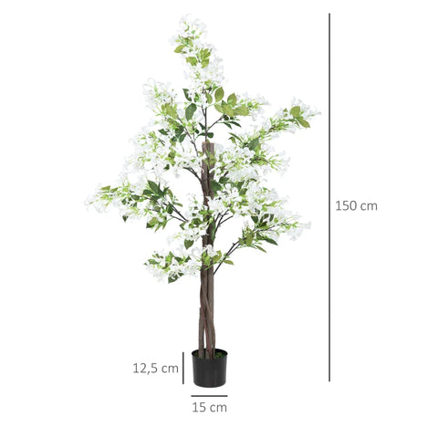 Rootz Artificial Plants - Honeysuckle Flower in Pot - Fake Plants with Curved Boots - Indoor - Outdoor - White - 15x15x150cm