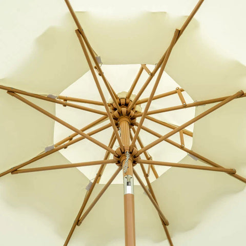 Rootz Sonnenschirm – Terrassenschirm – Mit Fransen – Neigbar – Mit Handkurbel – Stahl + Polyester – Creme – Ø267 x 247 cm