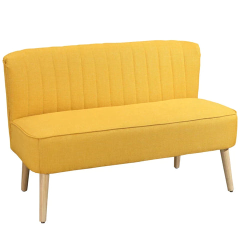 Rootz Sofa - 2 Seater Fabric Sofa - Sofa Seating - Lounge Sofa - Yellow - 117 x 56.5 x 77 cm