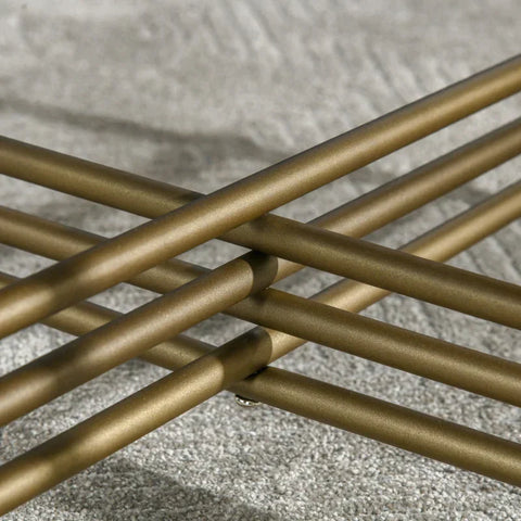 Rootz Couchtisch – runder Couchtisch mit Platte aus gehärtetem Glas – goldene Metallbeine – Akzent-Cocktailtisch für Wohnzimmer