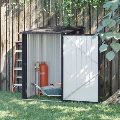 Rootz Garden Shed - Tool Shed - Steel Tool Shed - Storage Shed - Dark Grey - 100 x 103 x 160cm