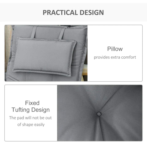 Rootz 2 Pcs. Garden Chair Cushion Seat - Chair Pad - Pad For Garden Chair - Seat Cushion With Backrest - Indoor And Outdoor Use - Dark Grey - 120 x 50 x 9 cm