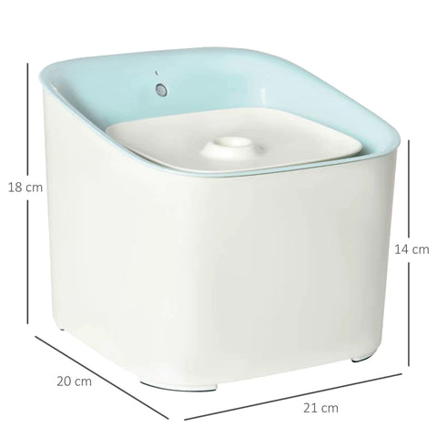 Rootz Pet Drinking Fountain - 3L Cat Fountain with Infrared Detection - Cat Drinking Fountain - 3 Modes Smart Dog Water Fountain - Quiet Automatically - ABS - White + Blue - 21 x 20 x 18 cm