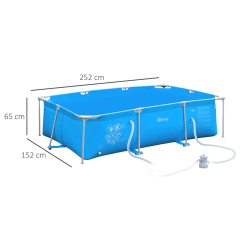 Rootz Frame Pool - Frame Swimming Pool - Swimming Pool - Pool - Blue - 252 cm x 152 cm x 65 cm