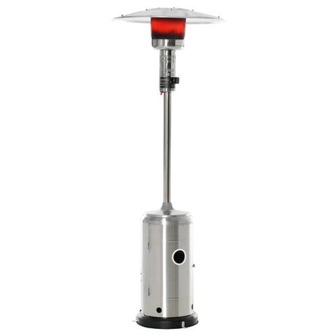 Rootz Patio Heater - Patio Heater With Anti-tipping Switch - Automatic Safety Shutdown - Wheels - Rollable Gas - Silver - Ø81.5 x 225 cm