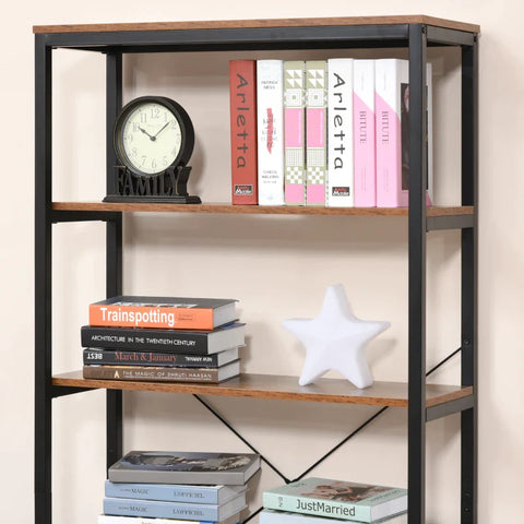 Rootz Book Shelf - Bookcase - Storage Shelf - Display Rack - 6 Tiers - Living Room Shelf - Brown - 80 x 30 x 180 cm