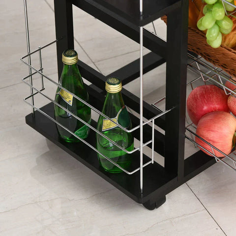 Rootz Kitchen Trolley - Serving Trolley - Trolley - Indoor - Outdoor - Black -  W57 x D37 x H83 cm