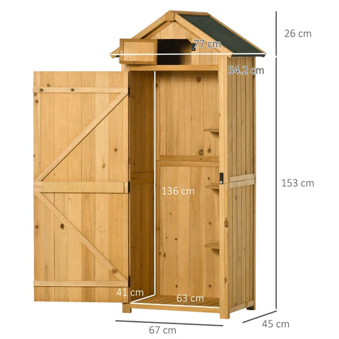 Rootz Garden Cabinet - Garden Shed - Tool Shed - Tool Shed With Shelves - Asphalt Roof - Window - Yellow + Green - 77 x 54.2 x 179 cm