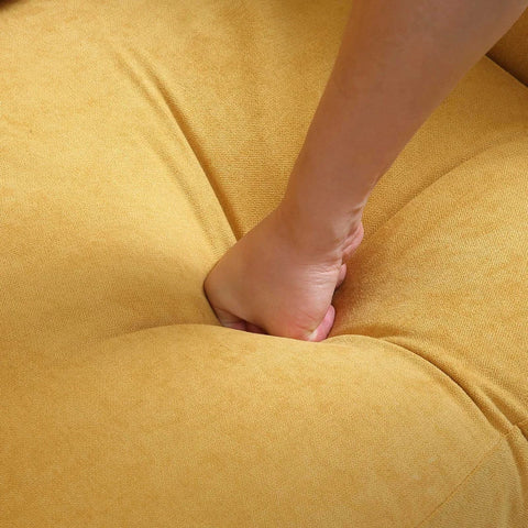 Rootz Sofa For 2 People - Thick Padding - Linen Look Cover - Steel Legs - Up To 300 Kg - Yellow - 137 x 79.5 x 71 cm