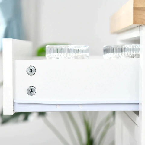 Rootz Kitchen Trolley - Rolling Kitchen Trolley With Storage Shelf - Wheels - Smooth Top - White - 63.5 cm x 40 cm x 90 cm