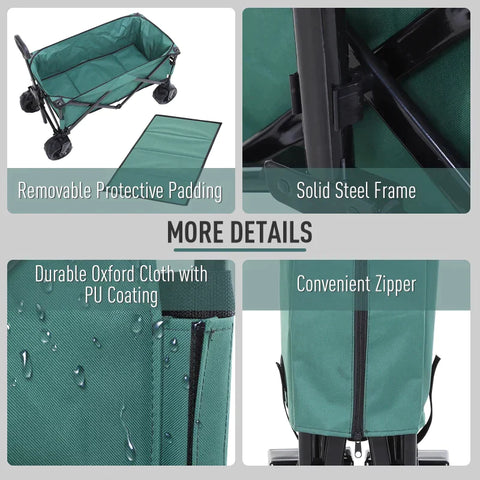 Rootz Transport Trolley - Garden Trolley -  Folding Cargo Trolley - Green - 108 x 53 x 59-89 cm