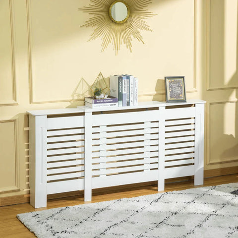 Rootz Radiator Cover - Heater Cover - White - 202 cm x 19 cm x 82.5 cm