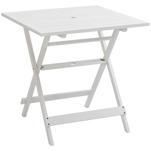 Rootz Patio Table - Garden Table - Square Table - Foldable Table - Poplar Wood -white - 70 x 70 x 70 cm