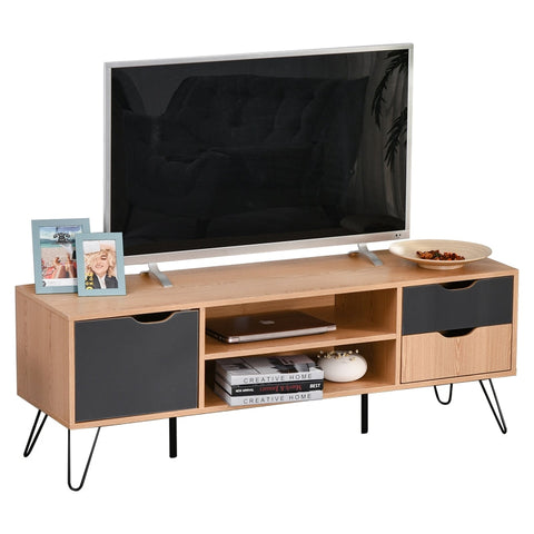 Rootz TV Cabinet - TV Dresser - Cabinet Element With Drawer - Chipboard - Metal - Grey - 140 x 39.5 x 49.5 cm