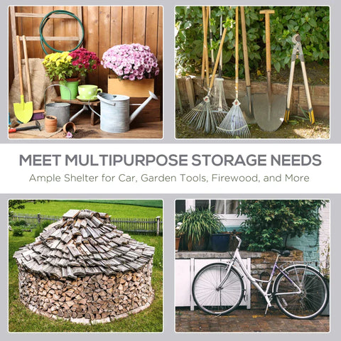 Rootz Foil Garden Shed - Garden Shed - Foil Garage - Carport Canopy - Galvanized Steel - Outdoor - Grey - 2 x 2 x 2 m