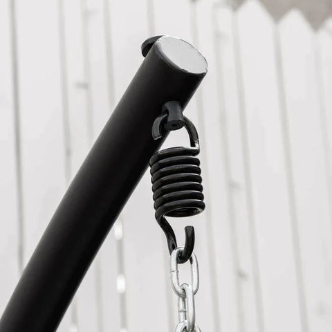 Rootz Egg Chair zum Aufhängen – Hängemattenschaukel – Hängesessel – Metall/PE/Polyester/PP-Baumwolle – Schwarz/Cremeweiß – 101 x 101 x 188 cm