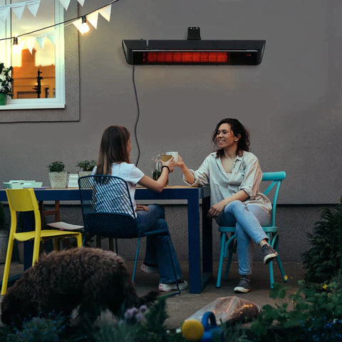 Rootz Infrared Heater - Electric Patio Heater - 6 Levels - No Glare with Remote Control - Aluminum - Black - 79 x 14 x 12 cm