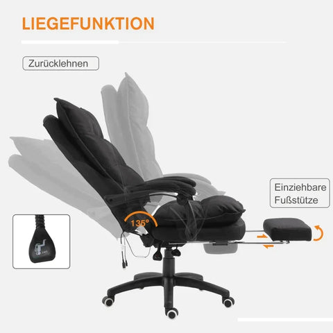 Rootz Office Chair - Massage Office Chair - Massage Function - Height Adjustable - Nylon - Black - 70 x 62 x 120-130 cm