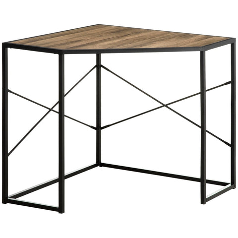 Rootz Corner Desk - Desk - Computer Desk - Office Desk - Work Desk - Industrial Design - Chipboard/Iron - Black/Brown - 80 cm × 80 cm × 77.5 cm