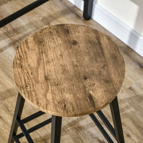 Rootz Bar Table Set - Bar Table - With Stools - Industrial Design - 1 Table - 2 Stools - MDF/Steel - Rustic Brown