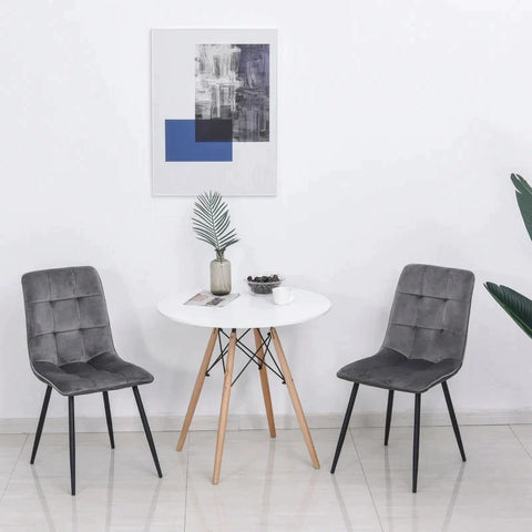 Rootz Set Of 2 Dining Room Chairs - Upholstered Chairs - Kitchen Chairs - Dining Table - Foam Metal - Gray/Black - 45 x 63 x 90 cm