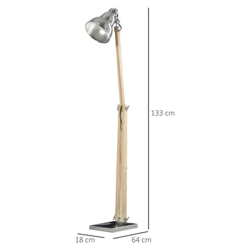 Rootz Floor Lamp - Adjustable Shade - Adjustable Floor Lamp - Lamp - Wood/Metal - 64 x 18 x 133 cm