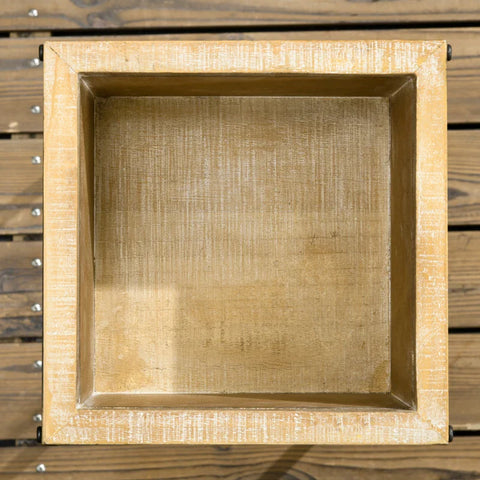 Rootz Set of 3 Plant Stands - 3 Sizes - Metal Frame - Rustic Wood Look - Square Flower Boxes - Fir Wood - Natural Wood - 30cm x 30cm x 81cm