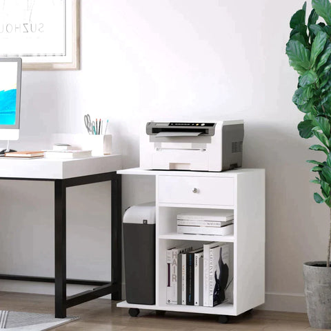 Rootz Printer Stand - Printer Table - Printer Trolley - Filing Cabinet - White
