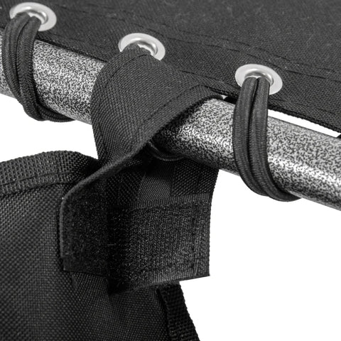 Rootz Sonnenliege – faltbare Sonnenliege – Gartenliege – mit Kissen – 5-stufig verstellbar – Rückenlehne – Stahl/Oxford-Stoff/Schaum – Schwarz – 188 x 57 x 30 cm