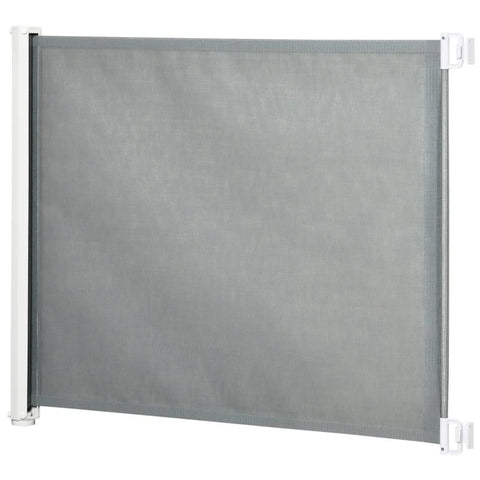 Rootz Sicherheitstor – Tür- und Treppenschutzgitter – Rollbare Einhandbedienung – PVC – Grau – 5,5–115 L x 5,5 B x 82,5 H cm