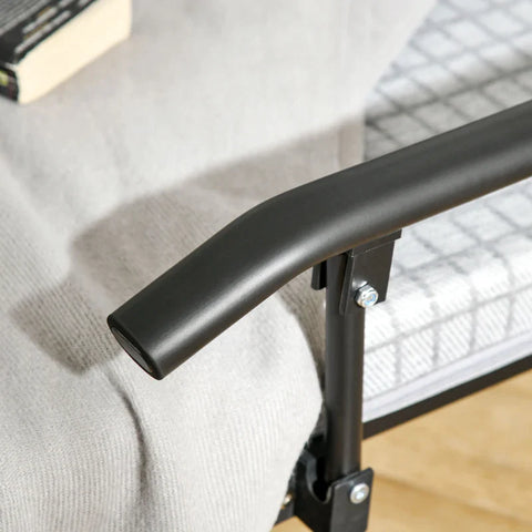 Rootz Folding Bed - Guest Bed - Reclining Backrest & Footrest With Remote Control - Grey + Black - 190 x 76 x 33 cm