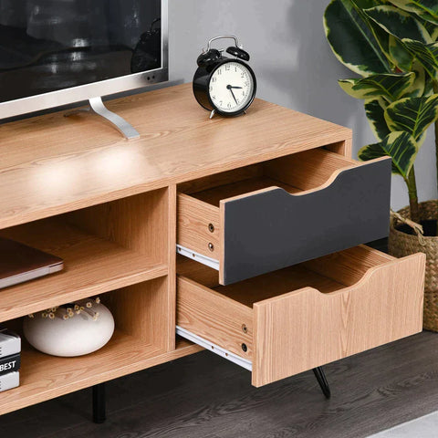 Rootz TV Cabinet - TV Dresser - Cabinet Element With Drawer - Chipboard - Metal - Grey - 140 x 39.5 x 49.5 cm