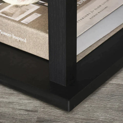 Rootz Floor Lamp - Side Table - 3 Shelves Interior Lighting - Living Room Floor Lamp - Bedroom Floor Lamp - Black/White