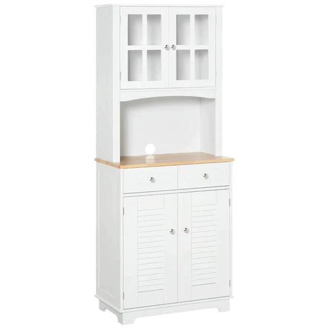Rootz Kitchen Cabinet - Kitchen Cupboard - Storage Cabinet - Cabinet - Doors And 2 Drawers - MDF/Rubber Wood - White - 68 x 39.5 x 170 cm