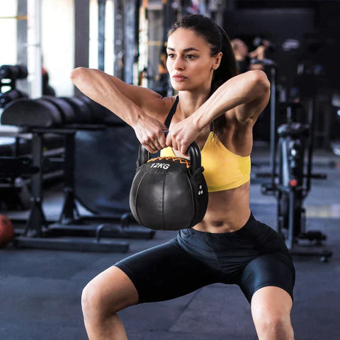 Rootz Kettlebell - 12 Kg - Flat Bottom - Steel Handle - Plastic Body - Black - 23 x 23 x 28 cm