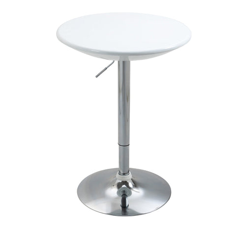 Rootz Bartafel - Moderne Eettafel - In Hoogte Verstelbare Bistrotafel - Bartafel - Aanrechttafel - Bureau - Rond Metaal - ABS Verf - Wit - Diameter 61 x 76-97 cm