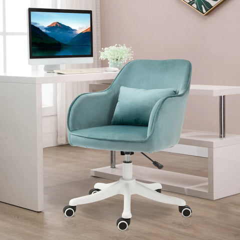 Rootz Massage Office Chair - In Velvet Look - With Vibration Function - Green - 55 cm x 65 cm x 86 cm