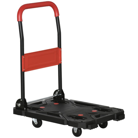 Rootz Platform Trolley - Platform Truck - Hand Truck - Foldable - 150 Kg Load Capacity - Steel - Black/Red - 70 cm x 52.5 cm x 90 cm