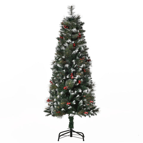 Rootz Weihnachtsbaum – Künstlicher Weihnachtsbaum – Tanne – Weihnachtsdekoration – 360 Zweige – PVC – Metall – Grün/Weiß – Ø50 x 150 cm