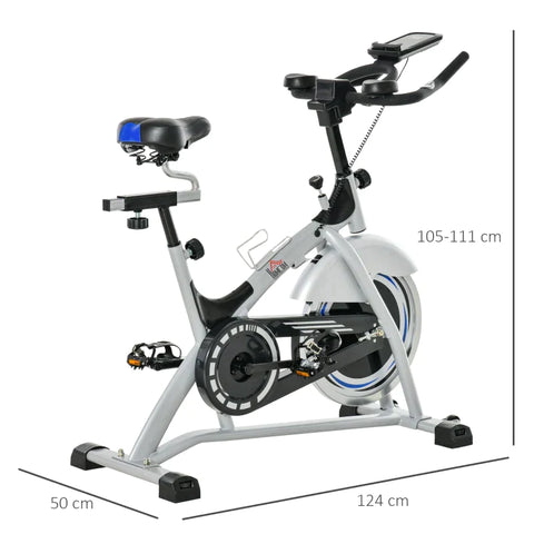 Rootz Fahrradtrainer – Heimtrainer – Fahrradfahrrad – Speedbike mit LCD-Monitor und 15 kg Schwungrad – verstellbar – Silber/Schwarz – 124 cm x 50 cm x 111 cm