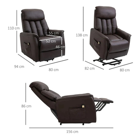 Rootz Armchair - Electric Stand-up Chair - Tv Chair - Relaxation Chair - Reclining Function - Imitation - Leather Brown - 80 x 94 x 104 cm