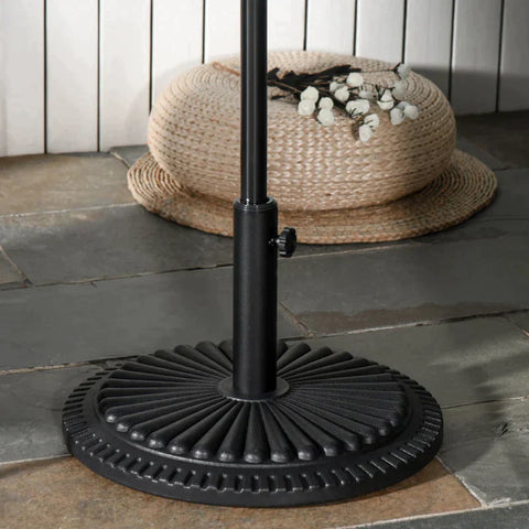 Rootz Parasol Stand - 14 Kg Parasol Stand For Parasol - Round Parasol Poles - Parasol Base For Garden - Balcony - Cement - Black - Ø49 x 32H cm