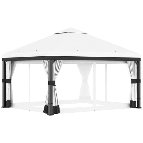 Rootz Gazebo - Garden Gazebo - Pavilions & Party Tents - Removable - Curtains Rainwater - Drainage Holes - White - 3x3x2.7m