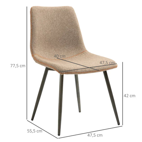 Rootz Dining Chairs - Velvet Look Dining Chairs - Scandinavian Design - Light Brown - 47.5W x 55.5D x 77.5H cm