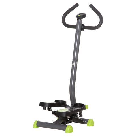 Rootz Stepper - Stepper With LCD monitor - Aerobic Ab Exercise Fitness - Workout Machine - Steel - ABS - Grey + Green + Black - 55 x 44 x 108 cm