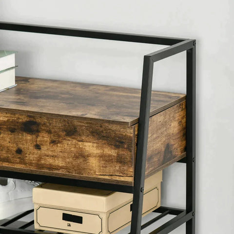 Rootz Schuhbank – Schuhschrank – Industriedesign – Schlafzimmer – Schrank &amp; Flur – Badezimmer im Eingangsbereich – Schwarz – 90 B x 37 T x 60 H cm