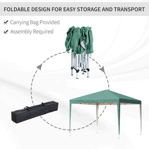 Rootz Gazebo - Pop-up Gazebo - Garden Gazebo - Foldable Party Tent - Garden Tent - UV Protection - Steel + Oxford - Green - 2.95 x 2.95 m