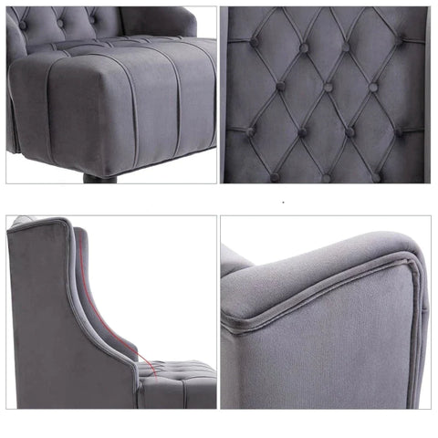 Rootz Single Chair - Wing Chair - Relaxation Chair - Tufted Design Chair - Raised Legs Chair - Stylish Raised Leg Design - Gray - 67 X 70.5 X 97 Cm