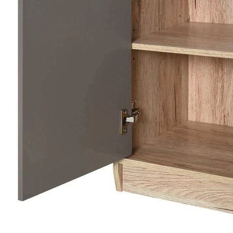 Rootz Cabinet - Washbasin Cabinet - Bathroom Cabinet - Bathroom Furniture - 2 Doors Cabinet - Gray/Oak - 60 x 30 x 59.8 cm